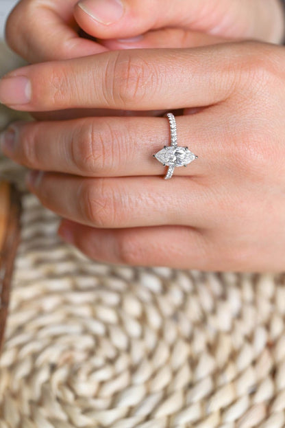 Marquise Cut Cluster Styled Lab Grown Diamond Engagement Ring