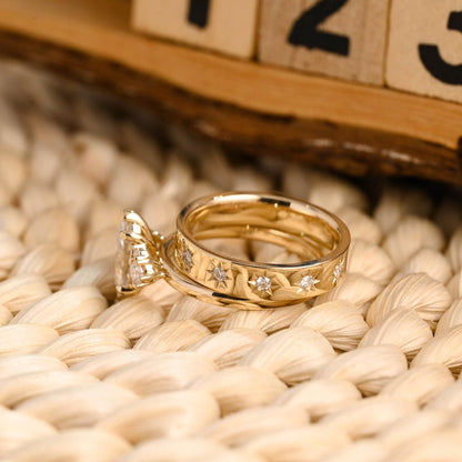 Marquise Cut Cluster Styled Lab Grown Diamond Bridal Ring Set