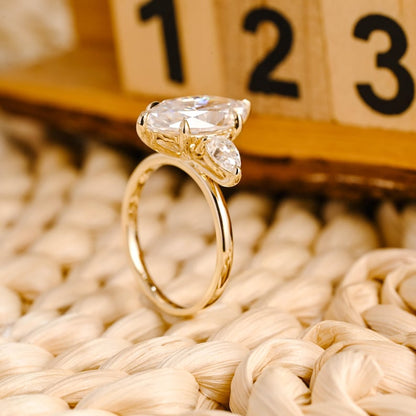 Marquise Cut Cluster Styled Lab Grown Diamond Engagement Ring