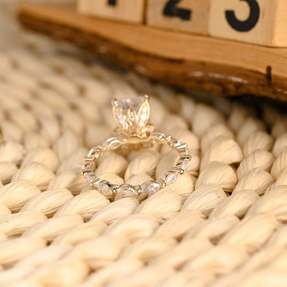 Marquise Cut Cluster Styled Lab Grown Diamond Engagement Ring