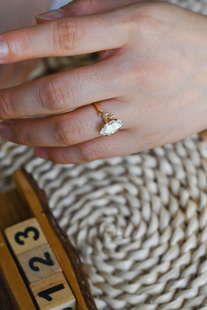 Marquise Cut Cluster Styled Lab Grown Diamond Engagement Ring
