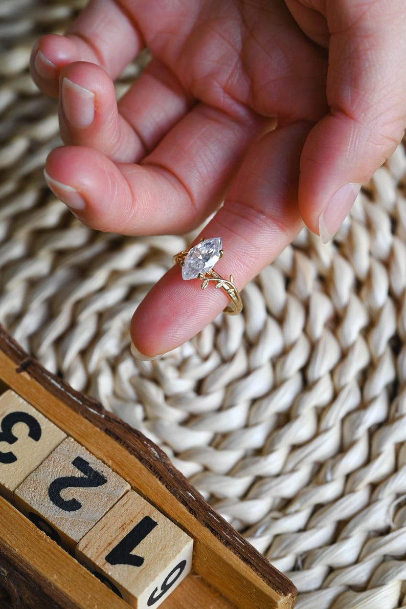 Marquise Cut Cluster Styled Lab Grown Diamond Engagement Ring