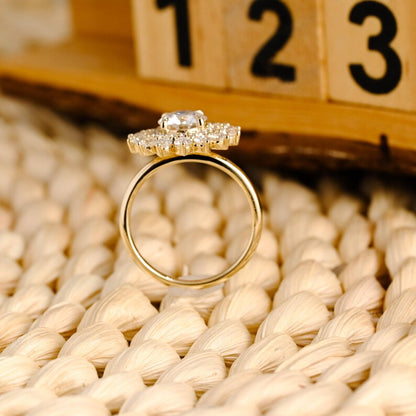 Marquise Cut Cluster Styled Lab Grown Diamond Engagement Ring