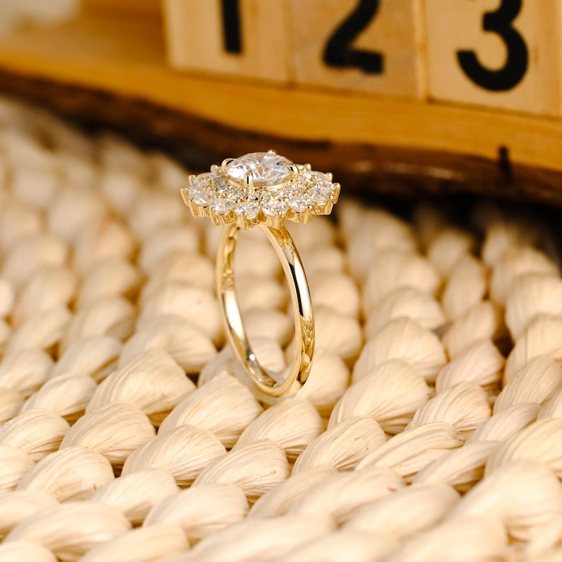 Marquise Cut Cluster Styled Lab Grown Diamond Engagement Ring