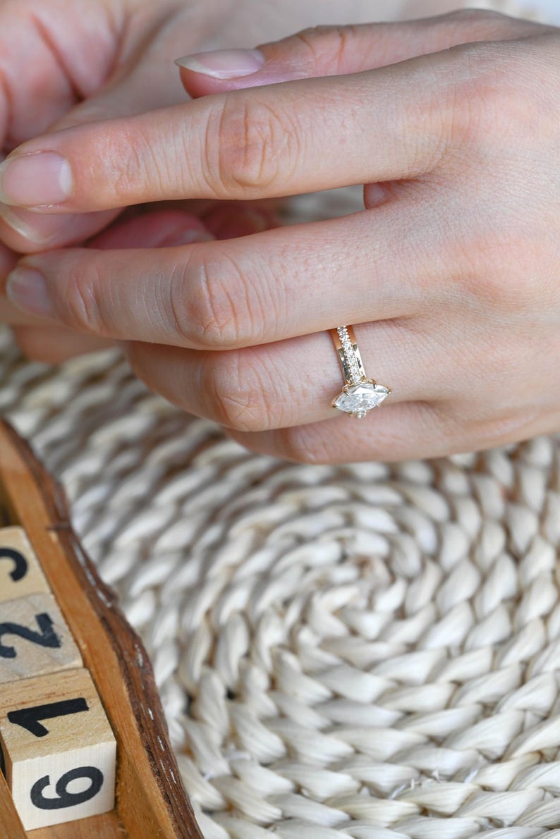 Marquise Cut Cluster Styled Lab Grown Diamond Engagement Ring