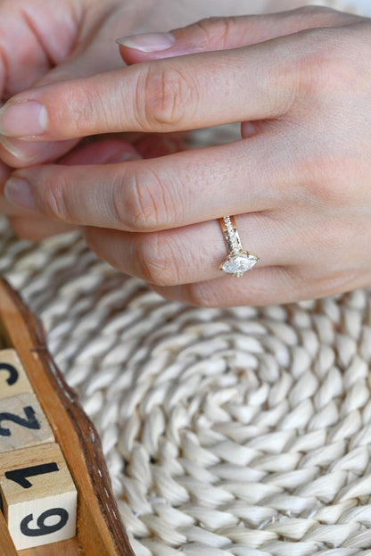 Marquise Cut Cluster Styled Lab Grown Diamond Engagement Ring