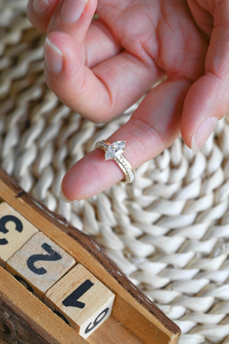 Marquise Cut Cluster Styled Lab Grown Diamond Engagement Ring