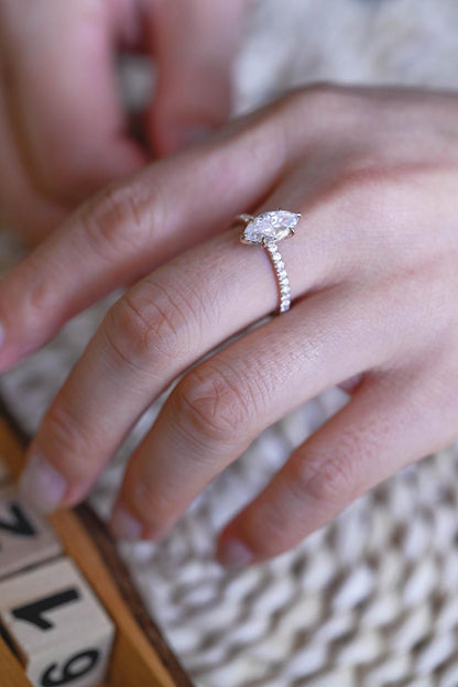 Marquise Cut Cluster Styled Lab Grown Diamond Engagement Ring