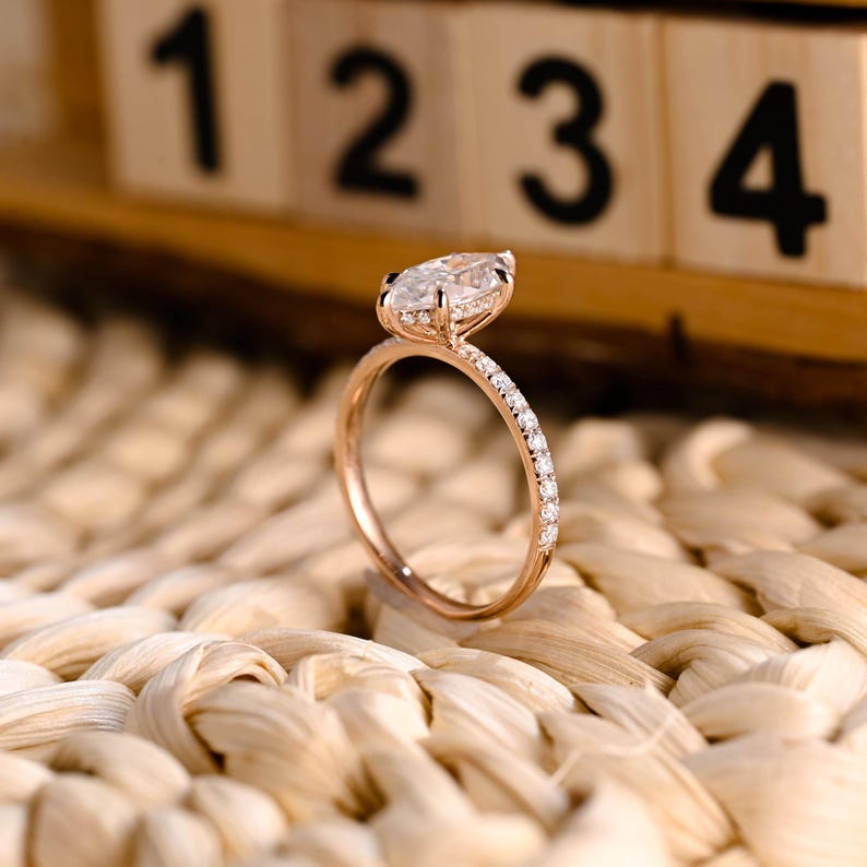Marquise Cut Cluster Styled Lab Grown Diamond Engagement Ring