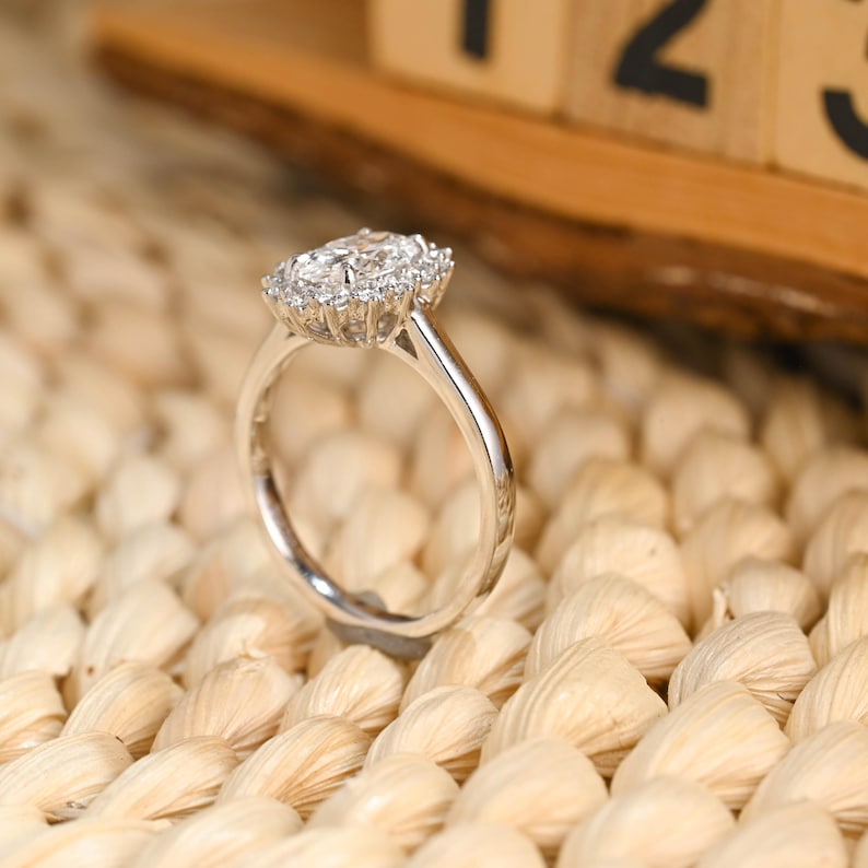 Marquise Cut Cluster Styled Lab Grown Diamond Engagement Ring