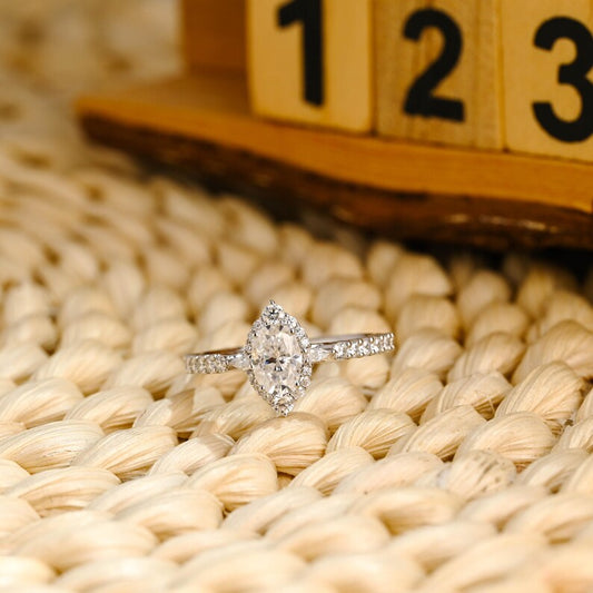 Marquise Cut Cluster Styled Lab Grown Diamond Engagement Ring