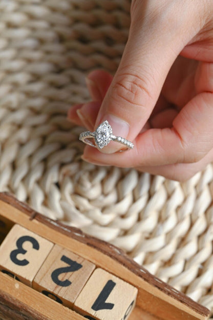 Marquise Cut Cluster Styled Lab Grown Diamond Engagement Ring