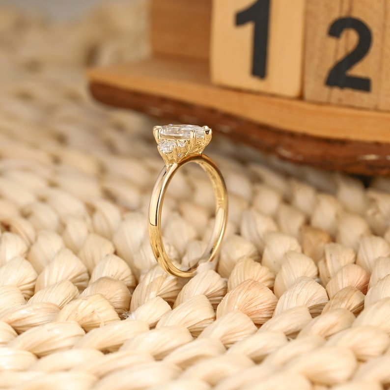 Marquise Cut Cluster Styled Lab Grown Diamond Engagement Ring