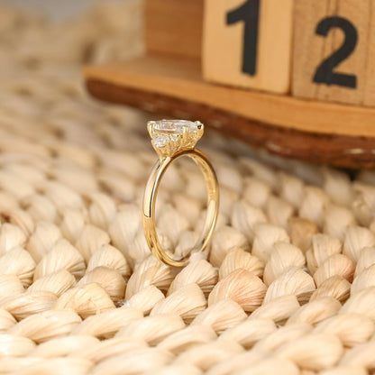 Marquise Cut Cluster Styled Lab Grown Diamond Engagement Ring