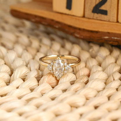 Marquise Cut Cluster Styled Lab Grown Diamond Engagement Ring