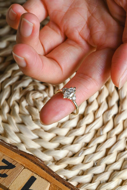 Marquise Cut Cluster Styled Lab Grown Diamond Engagement Ring