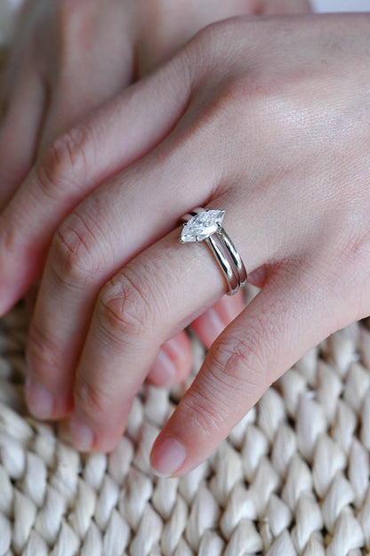 Marquise Cut Cluster Styled Lab Grown Diamond Bridal Ring Set