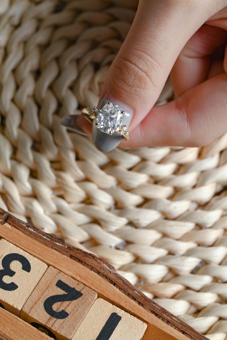 Marquise Cut Cluster Styled Lab Grown Diamond Engagement Ring