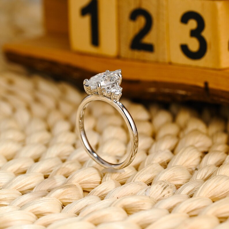 Marquise Cut Cluster Styled Lab Grown Diamond Engagement Ring