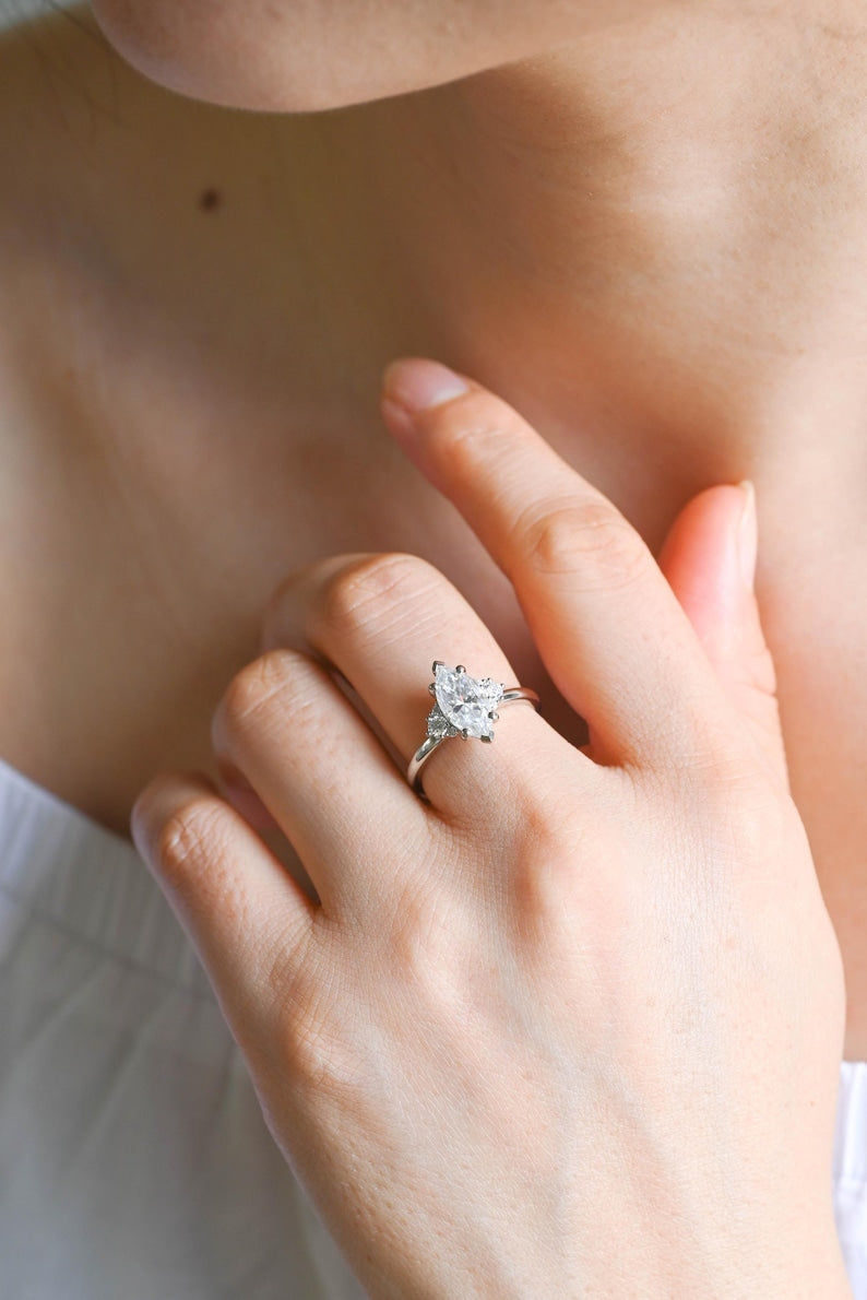 Marquise Cut Cluster Styled Lab Grown Diamond Engagement Ring