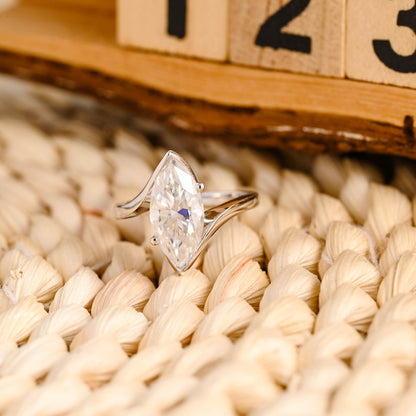 Marquise Cut Cluster Styled Lab Grown Diamond Engagement Ring