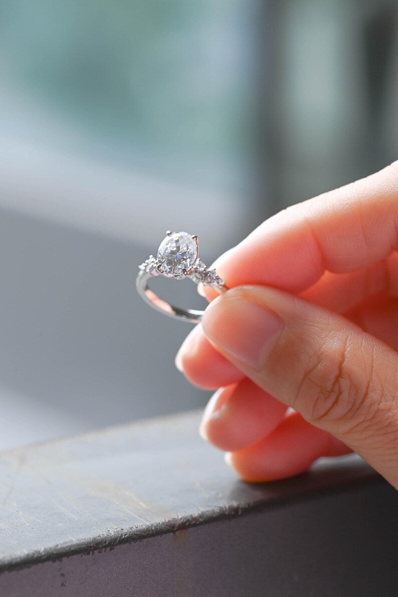 Marquise Cut Cluster Styled Lab Grown Diamond Engagement Ring
