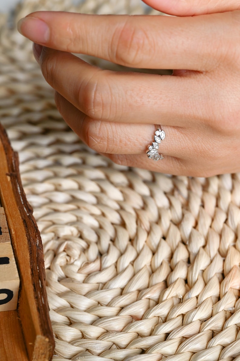 Marquise Cut Cluster Styled Lab Grown Wedding Band