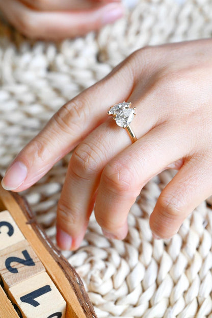 Marquise Cut Cluster Styled Lab Grown Diamond Engagement Ring