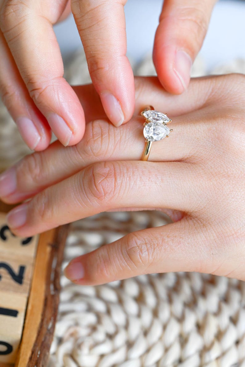 Marquise Cut Cluster Styled Lab Grown Diamond Engagement Ring