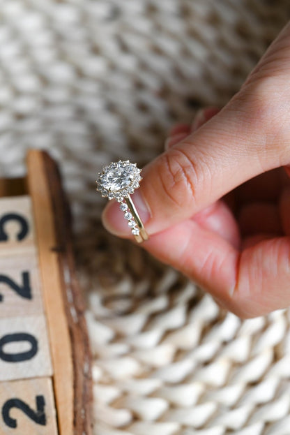 Marquise Cut Cluster Styled Lab Grown Diamond Bridal Ring Set