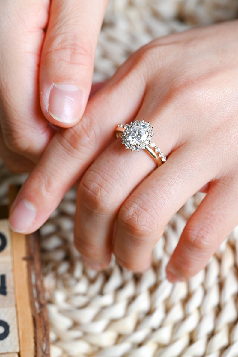 Marquise Cut Cluster Styled Lab Grown Diamond Bridal Ring Set