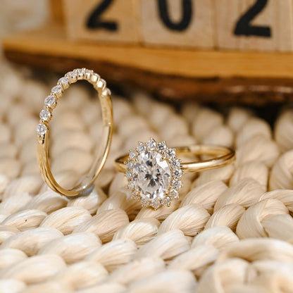 Marquise Cut Cluster Styled Lab Grown Diamond Bridal Ring Set
