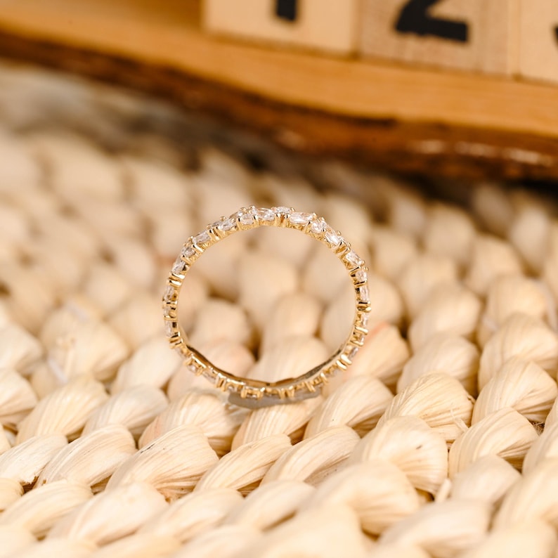 Marquise Cut Cluster Styled Lab Grown Wedding Band