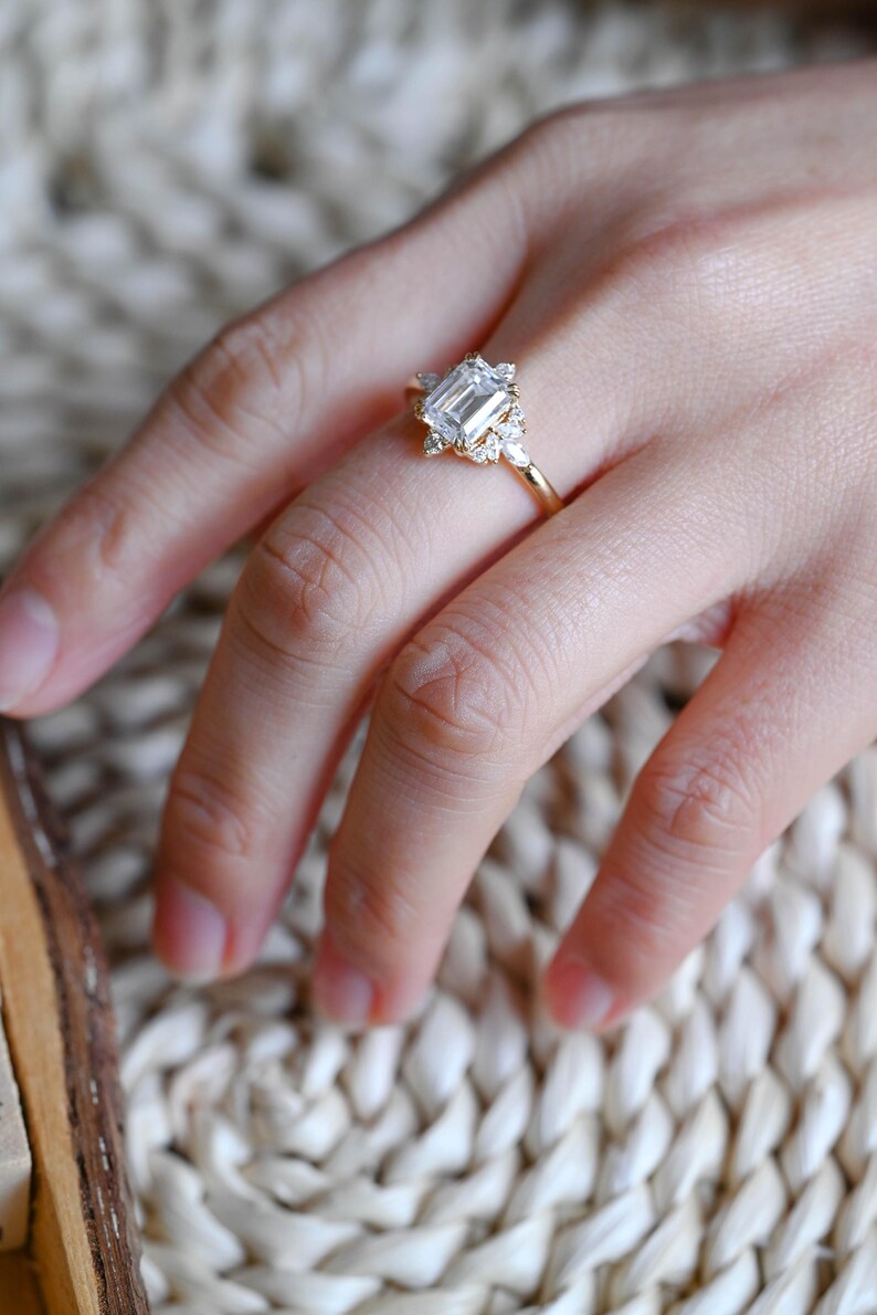 Marquise Cut Cluster Styled Lab Grown Diamond Engagement Ring
