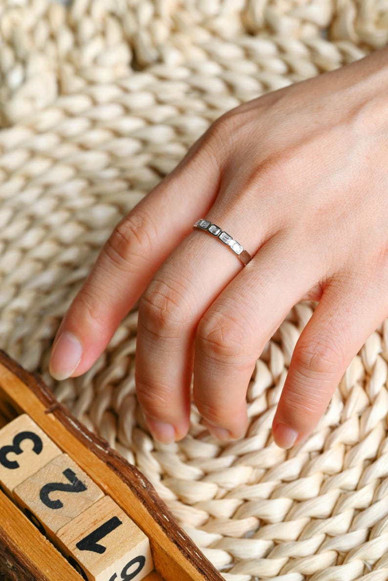Marquise Cut Cluster Styled Lab Grown Wedding Band