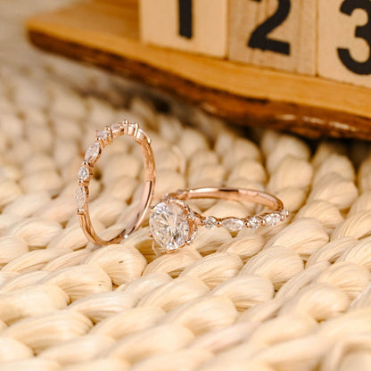Marquise Cut Cluster Styled Lab Grown Diamond Bridal Ring Set
