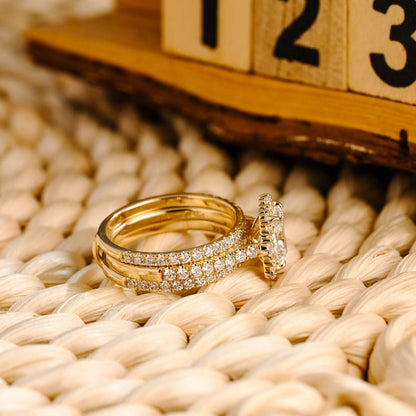 Marquise Cut Cluster Styled Lab Grown Diamond Bridal Ring Set