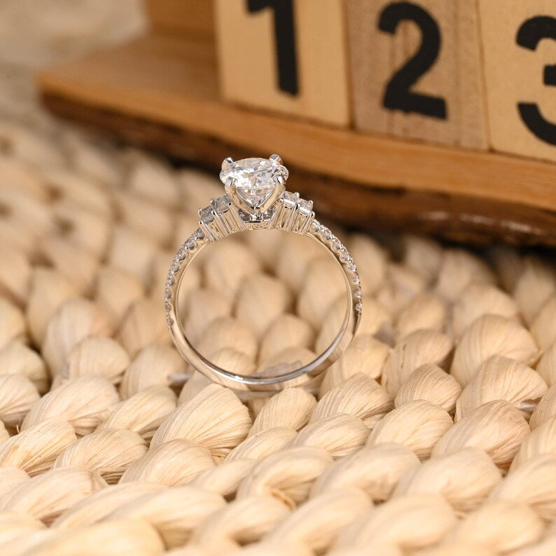 Marquise Cut Cluster Styled Lab Grown Diamond Engagement Ring