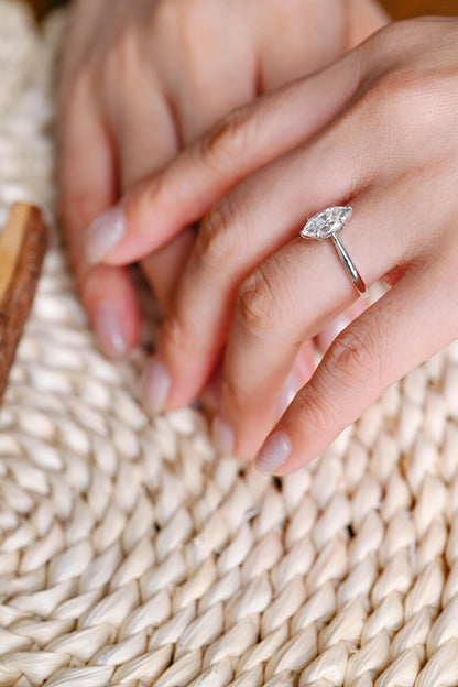 Marquise Cut Cluster Styled Lab Grown Diamond Engagement Ring
