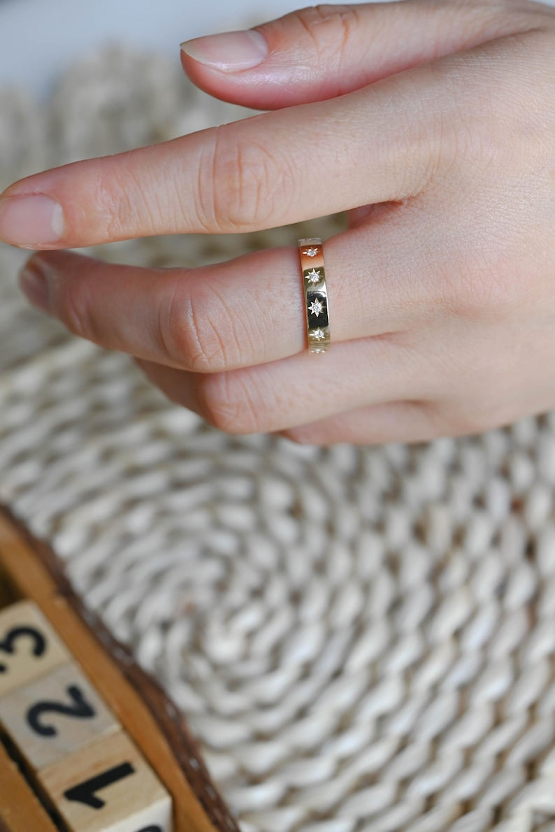 Marquise Cut Cluster Styled Lab Grown Wedding Band