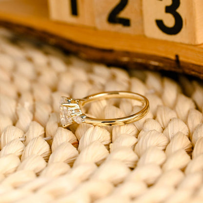 Marquise Cut Cluster Styled Lab Grown Diamond Engagement Ring