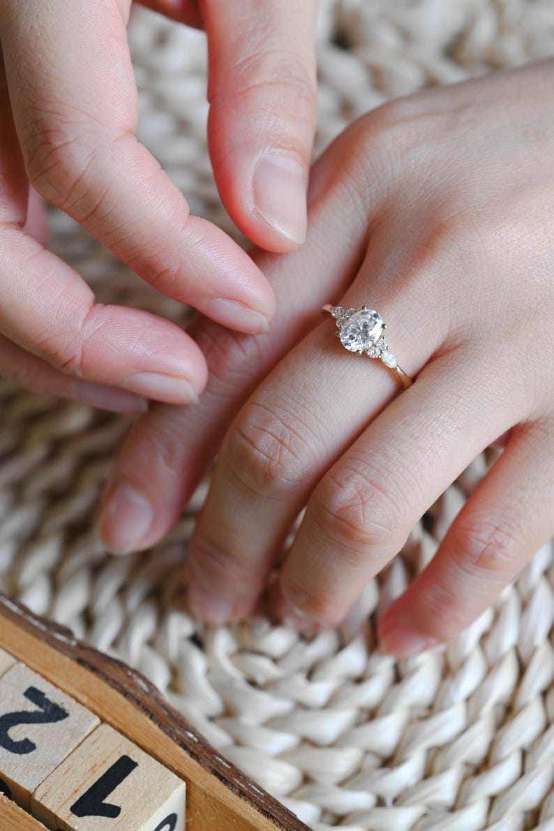 Marquise Cut Cluster Styled Lab Grown Diamond Engagement Ring