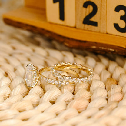 Marquise Cut Cluster Styled Lab Grown Diamond Bridal Ring Set