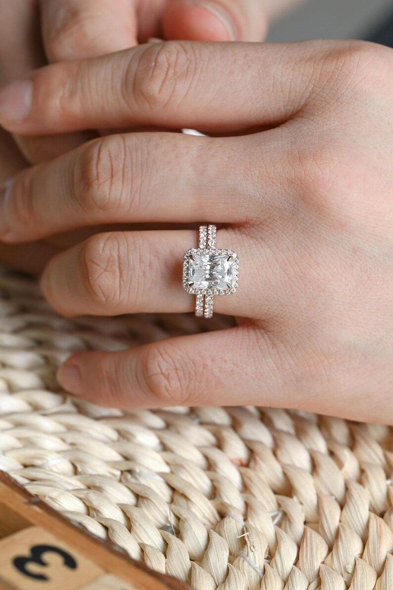 Marquise Cut Cluster Styled Lab Grown Diamond Bridal Ring Set