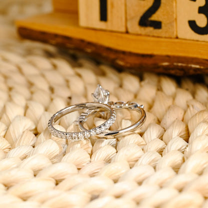 Marquise Cut Cluster Styled Lab Grown Diamond Bridal Ring Set
