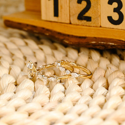 Marquise Cut Cluster Styled Lab Grown Diamond Bridal Ring Set