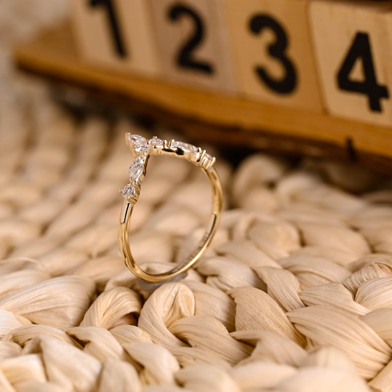 Marquise Cut Cluster Styled Lab Grown Wedding Band