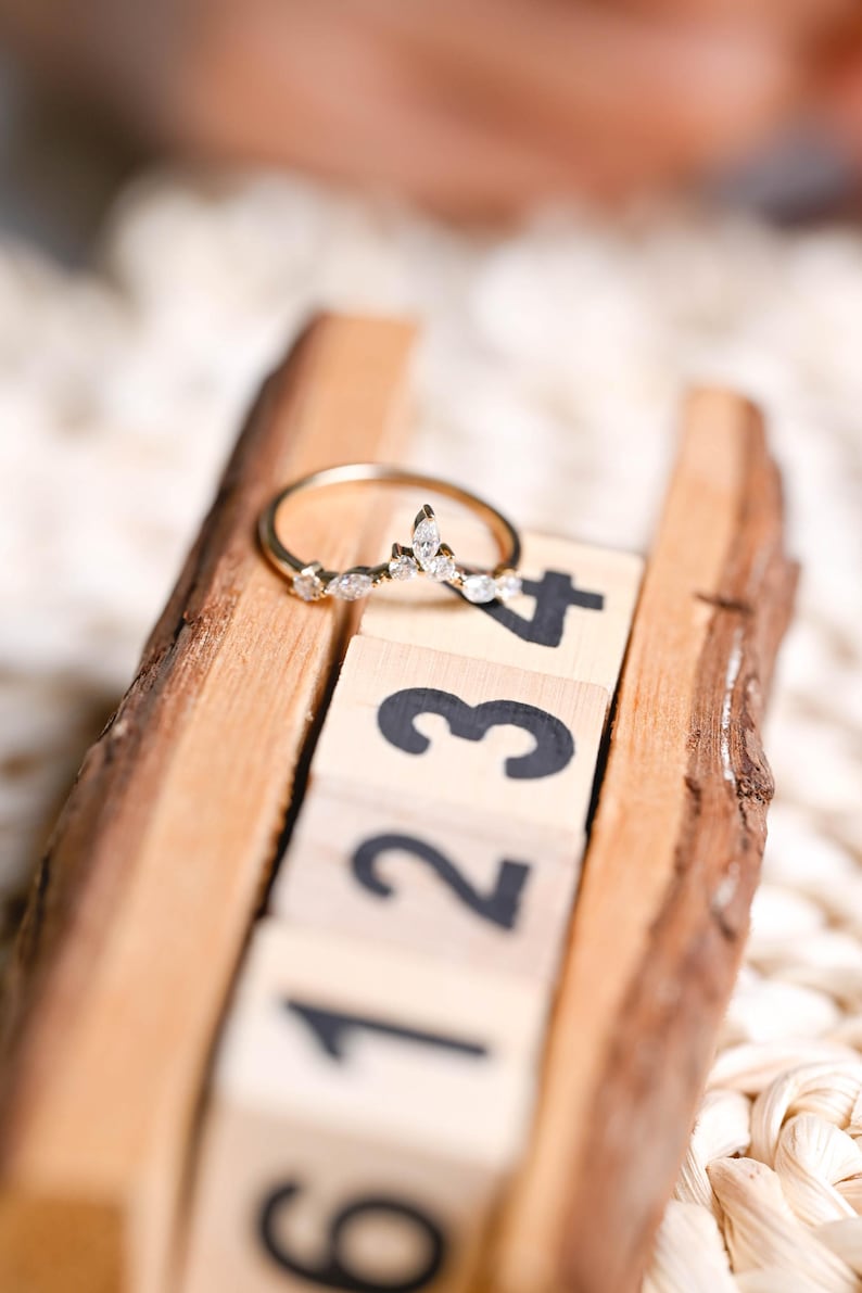 Marquise Cut Cluster Styled Lab Grown Wedding Band