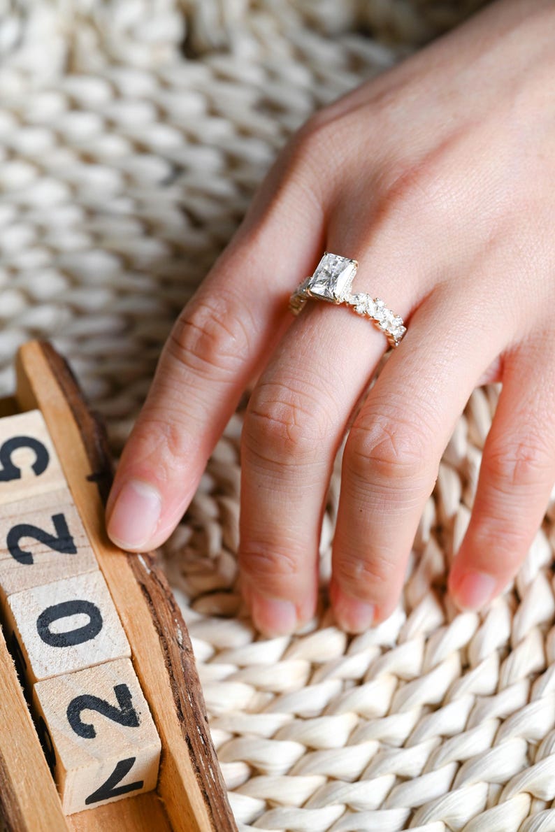 Marquise Cut Cluster Styled Lab Grown Diamond Engagement Ring