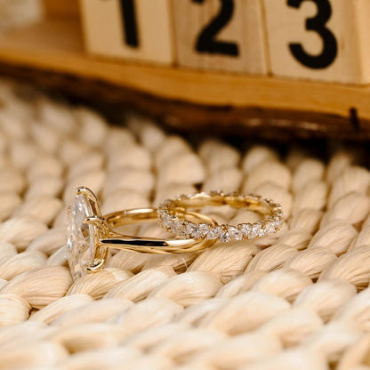 Marquise Cut Cluster Styled Lab Grown Diamond Bridal Ring Set
